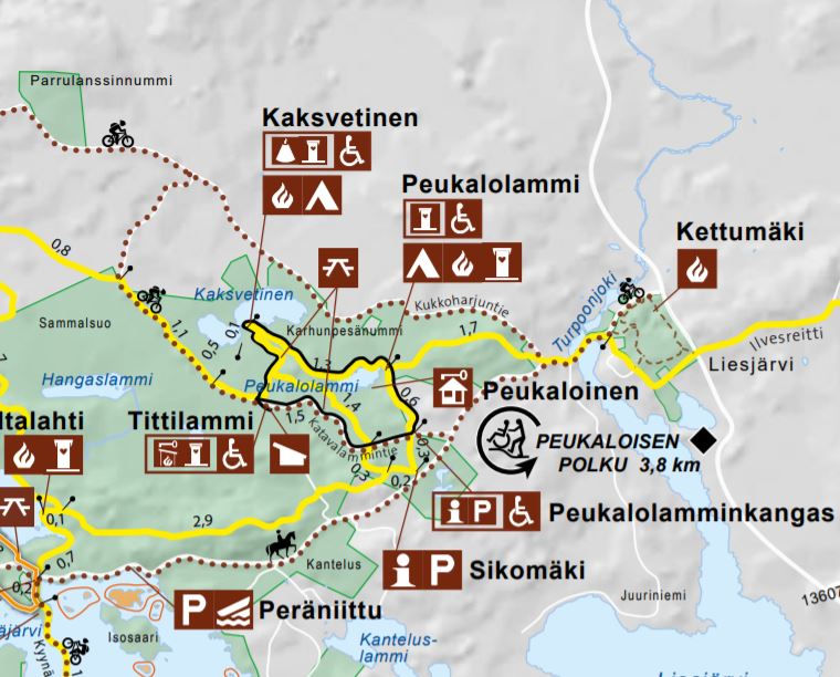 Osa Liesjärven Kansallispuiston karttaa