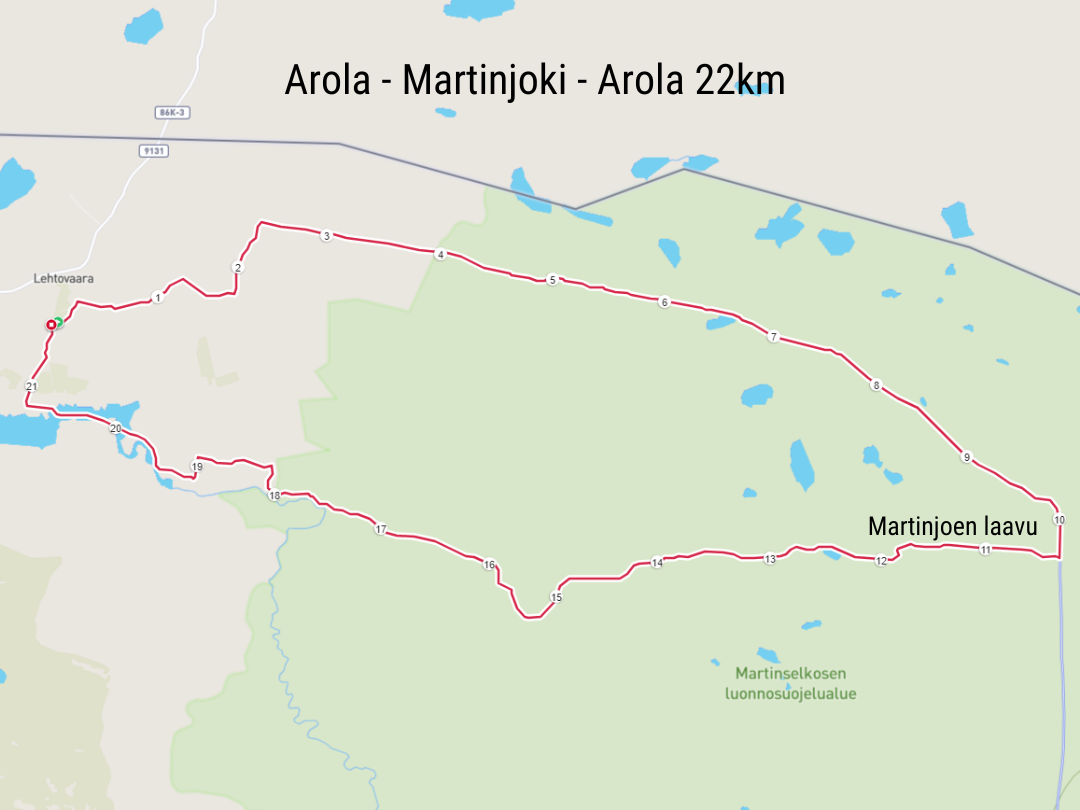 Viimeisen päivän hiihto Arolasta Martinjoen laavulle