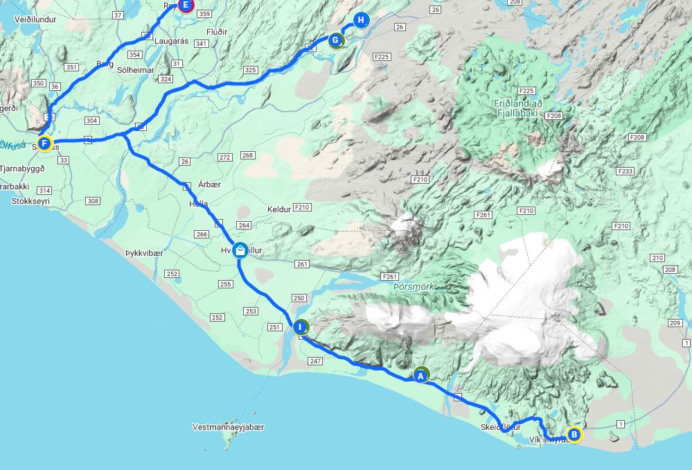 Päivän reitti kartalla
